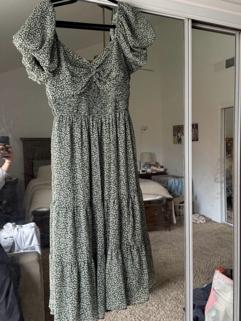 Cottage floral dress peasant milkmaid